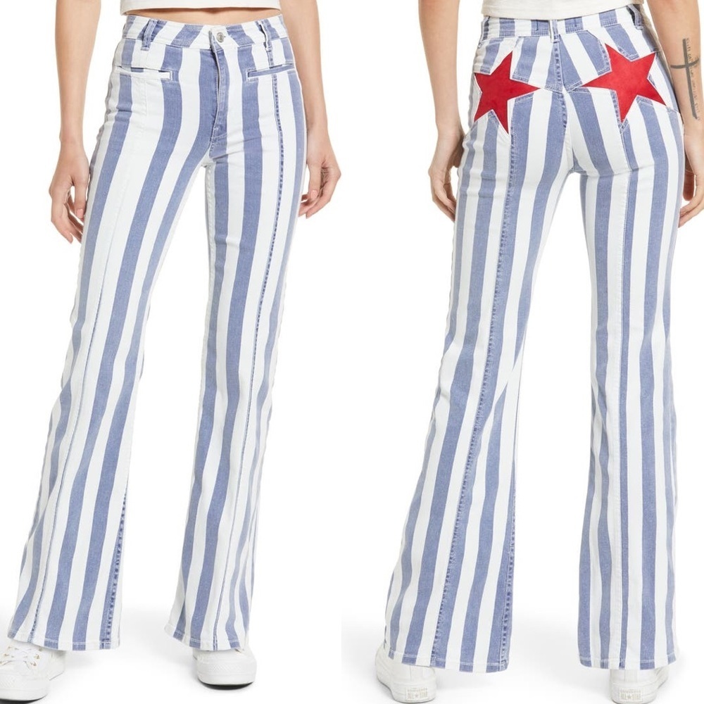 New Free People Firecracker Stripe Flare Pants Size 25